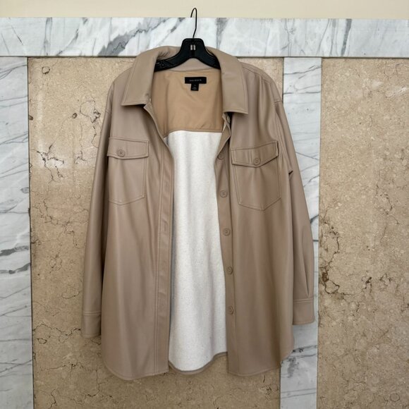 Faux Leather Shirt Jacket Halogen® - Picture 3 of 4